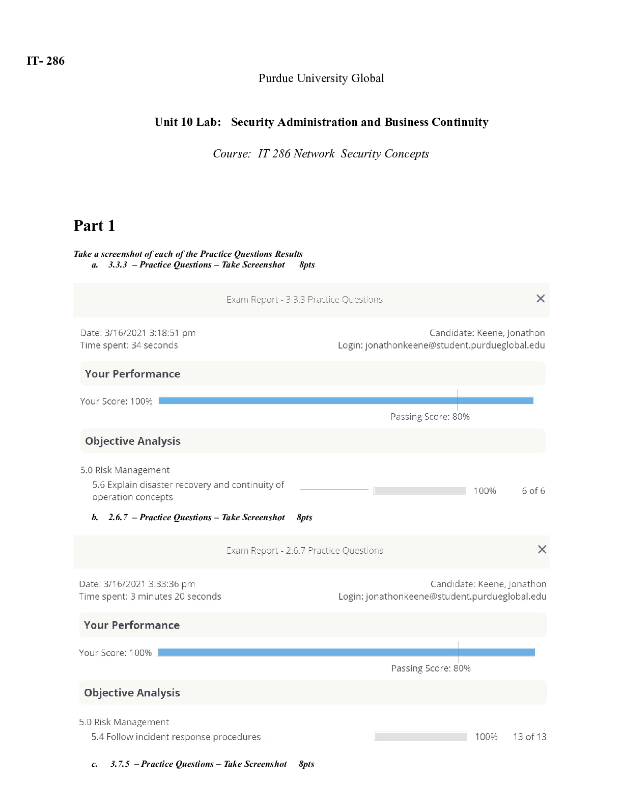 Preview image for IT286  Unit 10 Lab.docx  IT- 286   Purdue University Global  Unit 10 Lab:   Security Admin